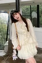 フレアスリーブシャツとレーススカートの春季新作コーディネート（セットアップ対応）