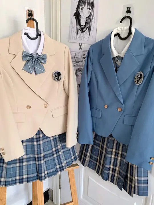 刺繍ワッペン付き ブルーベージュ ジャケット【長袖・女子制服スタイル】