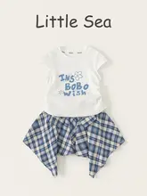 Tシャツ チェック柄スカート 2点セット キッズ ガールズ キャラクター柄 アシンメトリー ショート スリム インスタ映え おしゃれ 夏