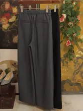 高級感のある通勤用バナナパンツ【フィット・ウエストゴム・ワイドレッグ】（セットアップ対応）