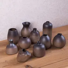 粗陶製 ハンドメイドデザイン フラワーベース【和風・デスクトップ用・復古スタイル】