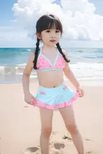 可愛いデザイン！子供用水着【ビキニスタイル・速乾・水泳帽付き】