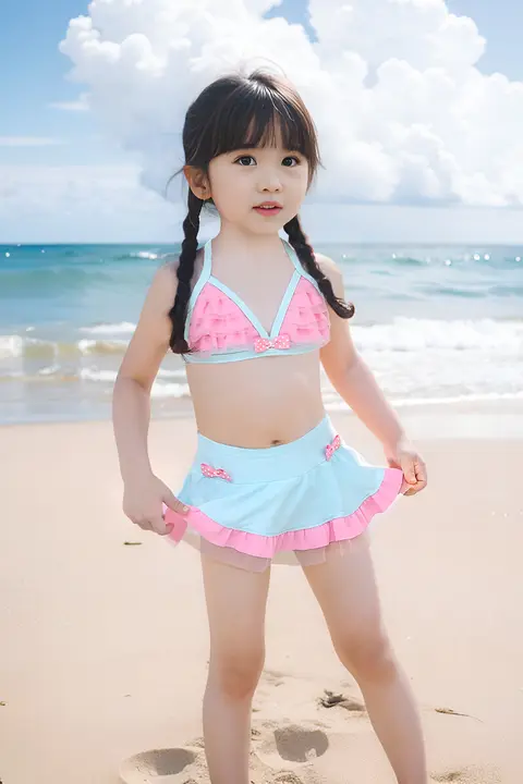 可愛いデザイン！子供用水着【ビキニスタイル・速乾・水泳帽付き】