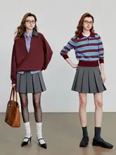 学院風プリーツスカート【グレー・Aライン・ショート丈】