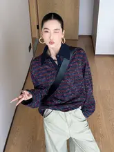 ボーダー柄POLOネック長袖スウェットシャツ【ゆったりフィット・カラーブロック】