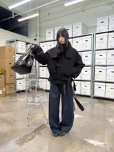 原色デニムカジュアルワイドパンツ