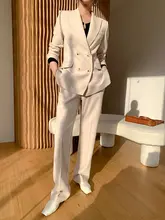 春の新作ベージュ色ジャケット【スリムフィット・カジュアル・ストレートパンツ】（セットアップ対応）