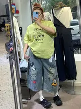 アメリカンビンテージ風 ワイドレッグデニムパンツ【七分丈・カジュアル】（セットアップ対応）