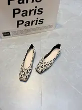 レトロなスクエアトゥフラットシューズ【夏用・通気性・ソフトソール・女性用】