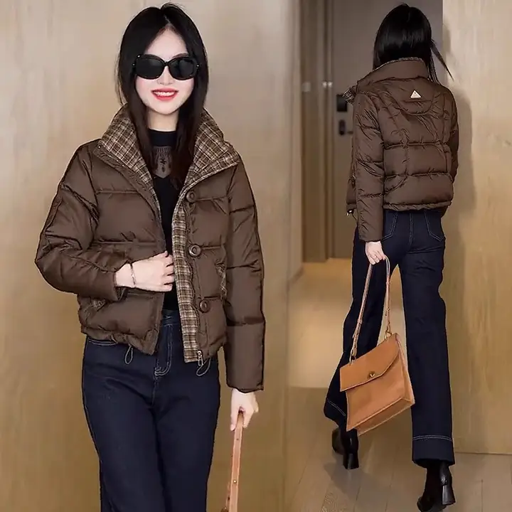 冬用女性ショートコットンジャケット【軽量・おしゃれ・トレンド】