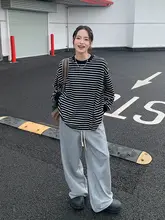 スウェットパンツ レディース ドローコード付き ストレート ワイドシルエット ルーズ 厚手 着回し 秋冬