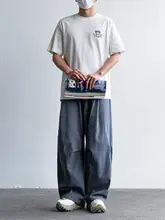 春夏用のワイドレッグシワ加工カーゴパンツ【コットン素材・リラクシングフィット・ストレート】