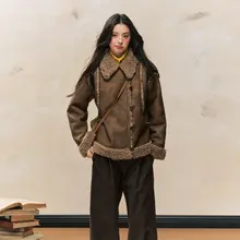 7Shiftin オリジナルデザイン 秋冬向け ヴィンテージブラウン 厚手シープボアコート