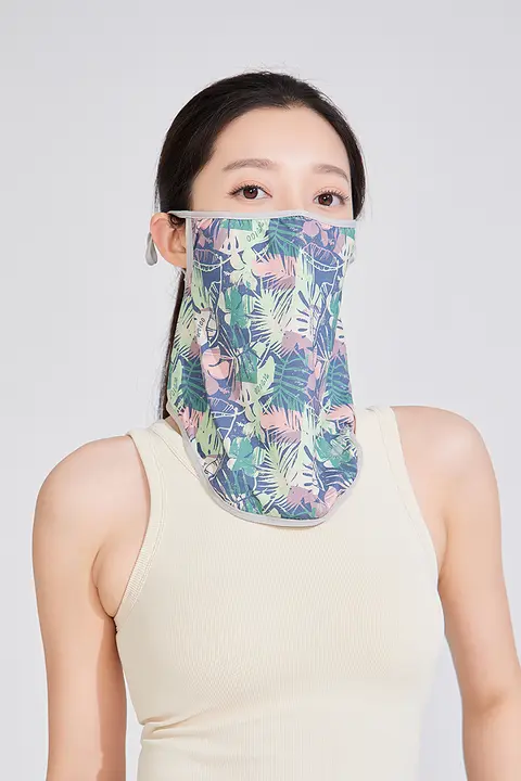 UVカット夏用アイスシルク防止マスク【バイク用・女性用・ひさし付き】