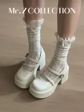フランス製の厚底ハイヒールメリージェーンシューズ