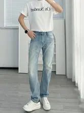 春夏用 薄色デニムパンツ【メンズ・スリムフィット・ストレッチ・カジュアル】