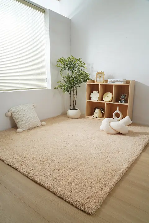 厚手羊毛フランネルラグマット【暖色系・リビング・寝室用・高級感】