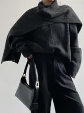 洗練されたデザイン！ニットカーディガン【スカーフ付き・ゆったりシルエット・保温性あり】