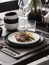 おしゃれな家庭用料理皿【和風・黒と白・釉下彩デザイン】