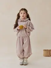 2点セット キッズ ガールズ 丸襟ブラウス パンプキンパンツ パッチワーク レースあしら 甘め 秋「SONNYKIDS」