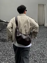 ダンプルバッグ トートバッグ ショルダーバッグ ユニセックス レザー ヴィンテージ ルーズ ストリート デザイナーズ「YUEN」