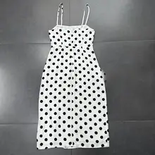 フレンチスタイルの大波点マキシドレス【エレガント・細身効果・キャミソール】