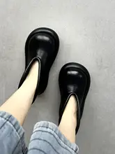 真皮製 厚底ショートブーツ【四季用・レトロデザイン・楽々着脱】