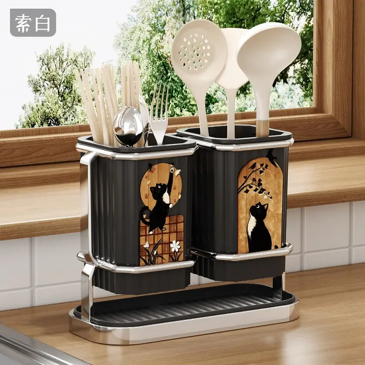キッチン用 水切り箸スタンド【壁掛け収納・便利な器具置き】