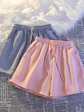 アメリカンスタイルのハイウエストローズ ショートパンツ【極上の柔らかさ・カジュアル・女性用】（セットアップ対応）