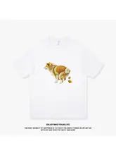 柴犬デザインの手描きTシャツ【ユニセックス・重厚なコットン・短袖】