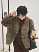 冬用 毛皮風ジャケット【高級感・ゆったりシルエット】