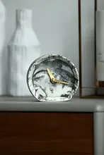 北欧風 水墨デザインのデスククロック【シンプル・コンパクト】