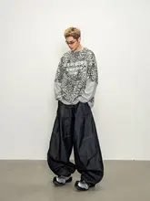 レオパード柄切替デザインの長袖Tシャツ【フィット・カジュアル・落ち感のあるスタイル】（セットアップ対応）