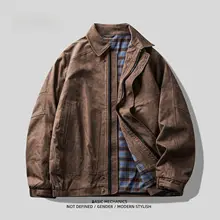 重厚なオークブラウンのビンテージワークジャケット【メンズ・ゆったりフィット・翻 collar】