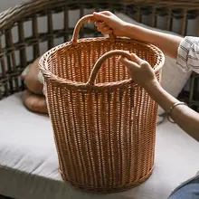 北欧デザイン 持ち手付き 収納バスケット【洗濯物・おもちゃ入れ・プラスチック製】