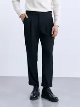 ビジネスマン用 パリボタン付き カジュアルパンツ【ブラウン・中腰・ロング丈】