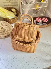 生姜とニンニクの壁掛け収納バスケット【フェイクラタン編み・キッチン用・卵も収納可能】