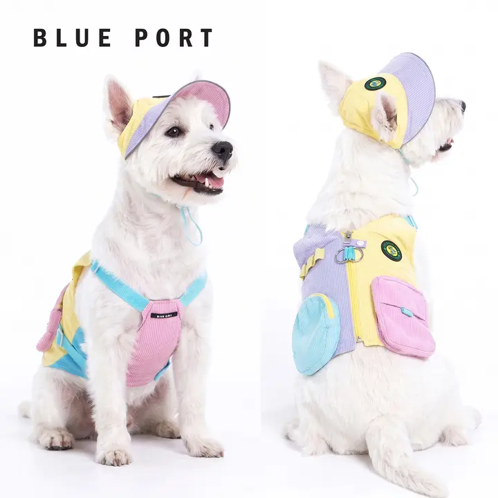 軽量防晒の犬用工装ベスト【春夏用・小中型犬用・リード取り付け可能】