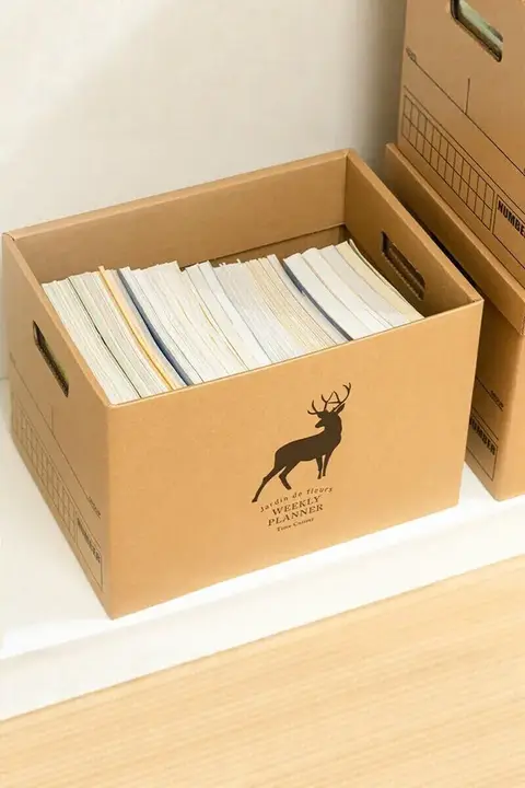 牛皮紙製の収納ボックス【フタ付き・書類整理・大容量】