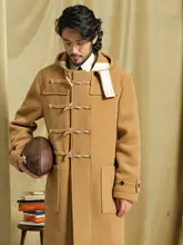 全羊毛使用の厚手ダッフルコート【牛角ボタン・メンズ・中長丈】