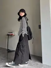 ストライプ柄クルーネック長袖Tシャツ【ゆったりフィット・ベーシックデザイン】