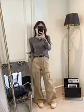 ハイウエストカジュアルワイドパンツ【女性用・春季・韓国風・スリムストレート・ファッション】