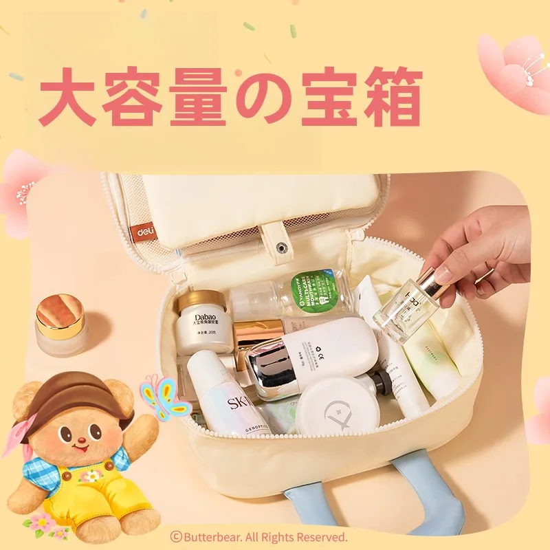 可愛いデザインの多機能コスメポーチ：乳幼児外出・旅行に最適な大容量収納バッグ