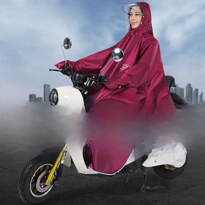 女性用 電動バイク用レインコート【フルボディ・袖付き・防水・長身・顔を保護】