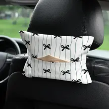 可愛いリボンデザインの車載ティッシュボックス【ハンドフリー・汎用タイプ】