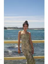 新しい中国風の不規則なフリルスリットチューブトップスカート