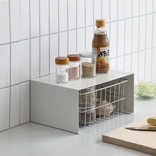 スチール製 キッチン用調味料ラック【デスクトップ収納・U字型仕切り・皿とボウル用】