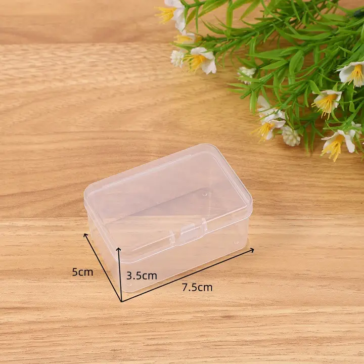 長方形透明PPプラスチック小物入れ【イヤフォンケース・アクセサリー収納用・仕切り付き】