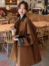 ミリタリーグリーンのトレンチコート【レディース・ルーズフィット・レトロ・ミディ丈】