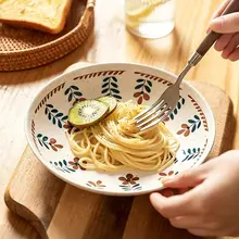 食器 陶器 深皿 魚皿 丸皿 プレート 家庭用 上品 釉薬下彩